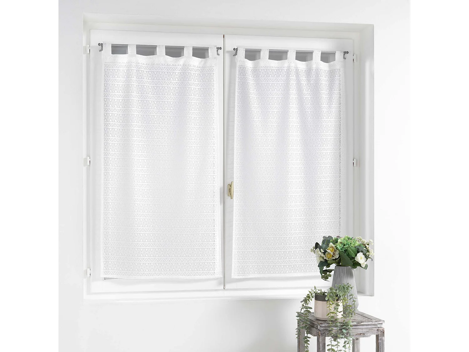 Paire de Voilages Maille "Naomie" 60x90cm Blanc