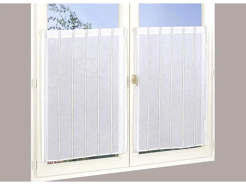 Paire de Petits voilages en Etamine à Rayures Jacquard