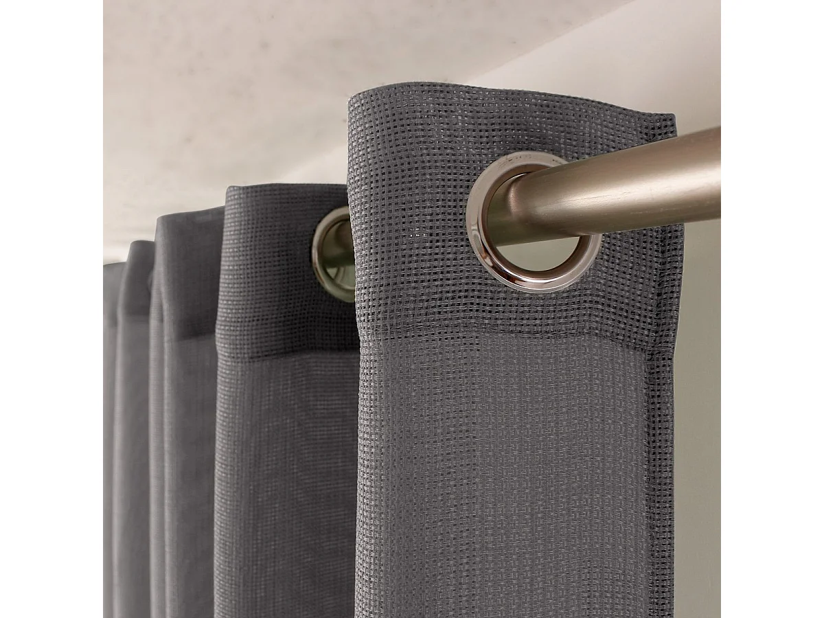 Rideau Voilage à Œillets Uni "Jelly" 140x240cm Gris