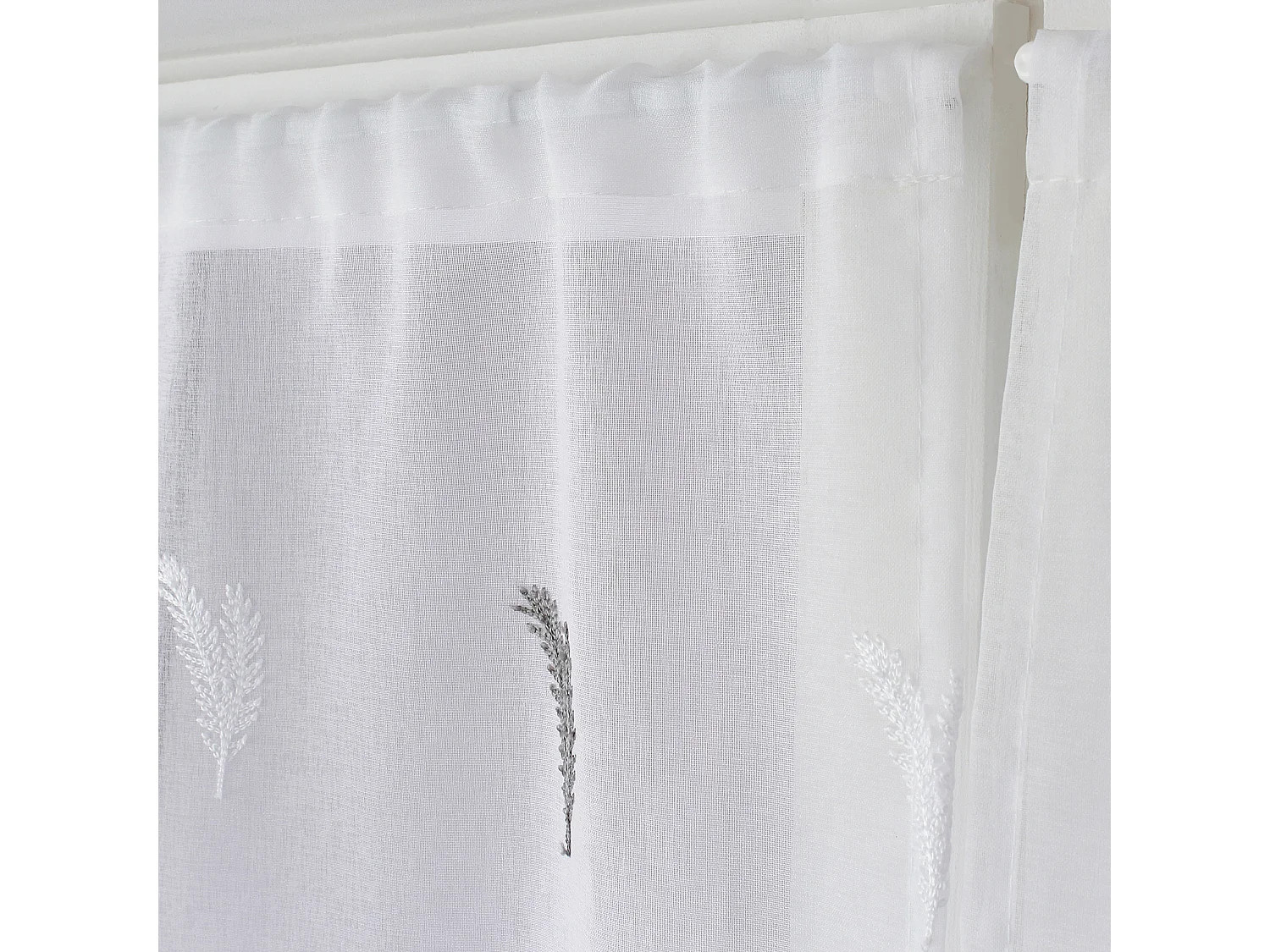 Paire de Voilages Brodés "Calisson" 60x160cm Blanc & Gris