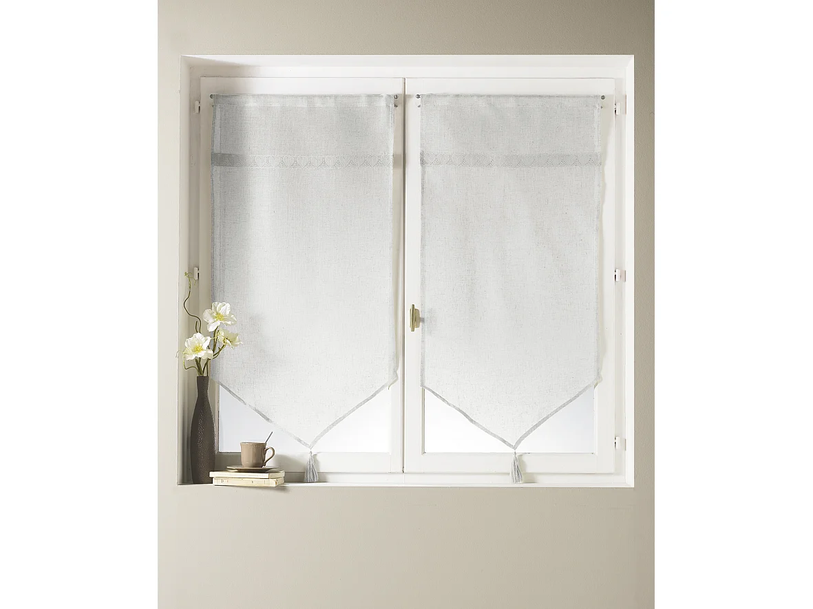 Paire de voilage à parement haut en macramé "coeur"