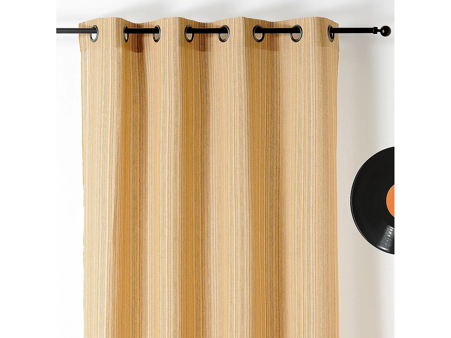 Voilage poly-coton recyclé fines rayures