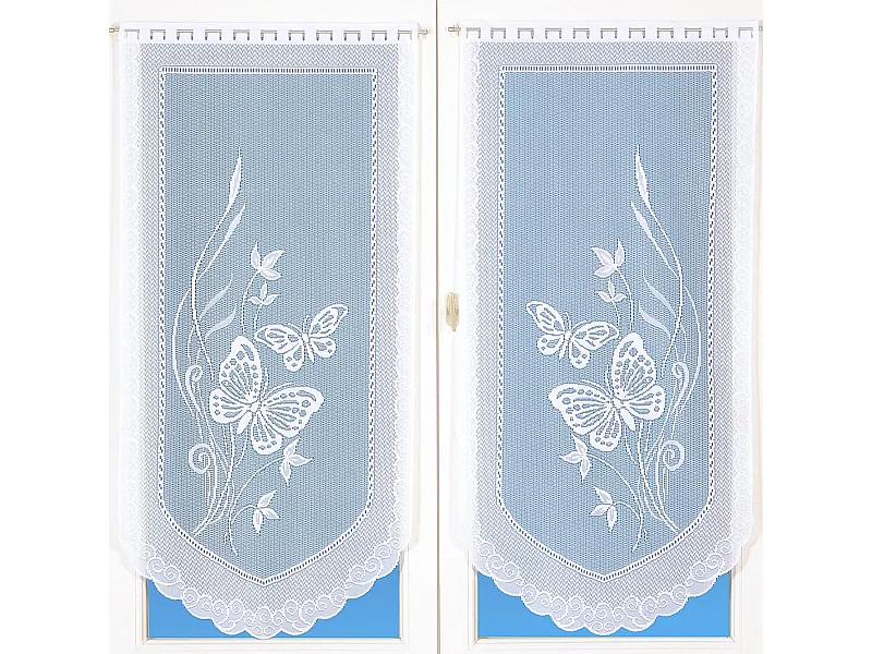 Paire de petits voilages en dentelle motifs papillons