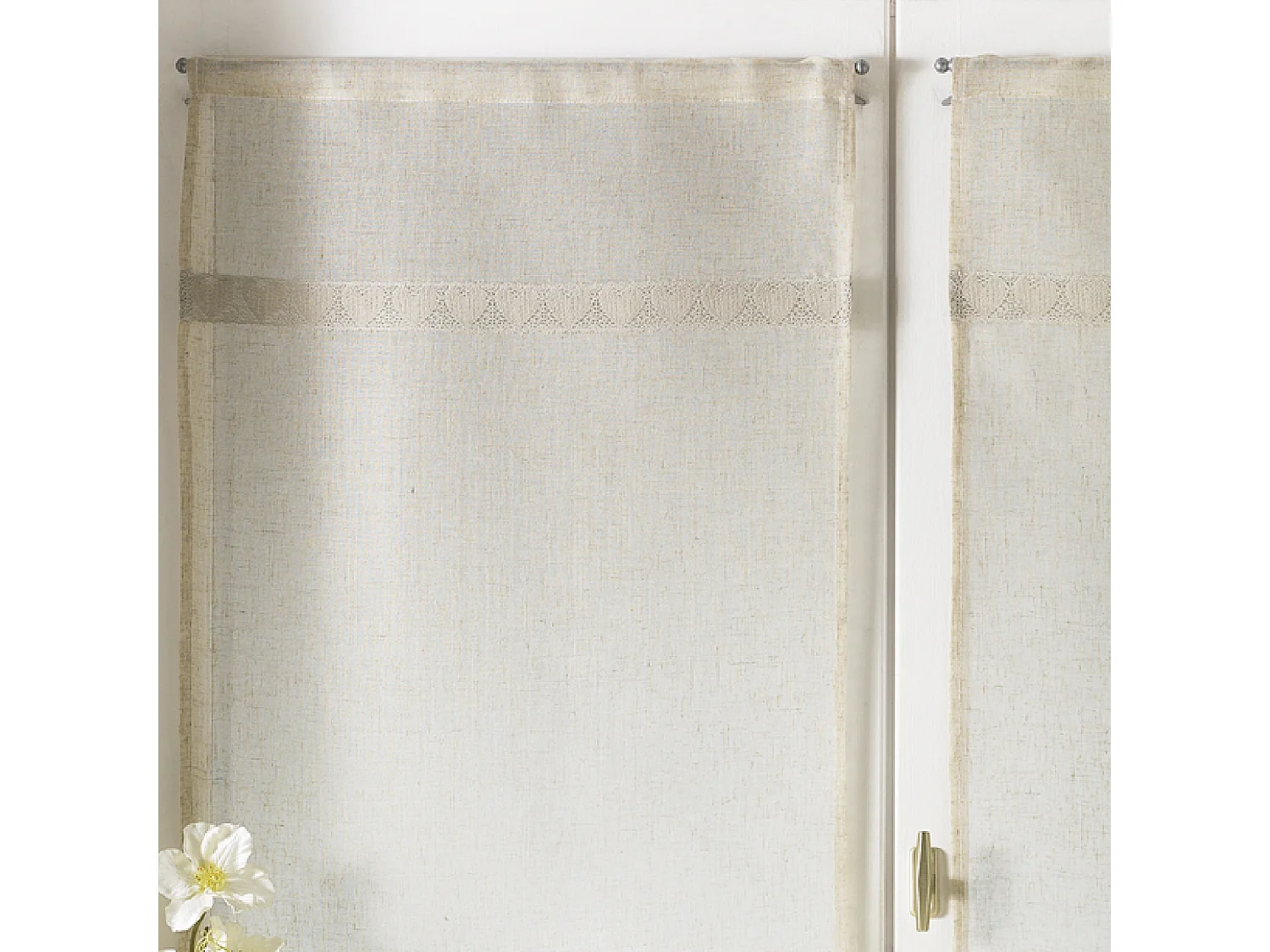 Paire de voilage à parement haut en macramé "coeur"