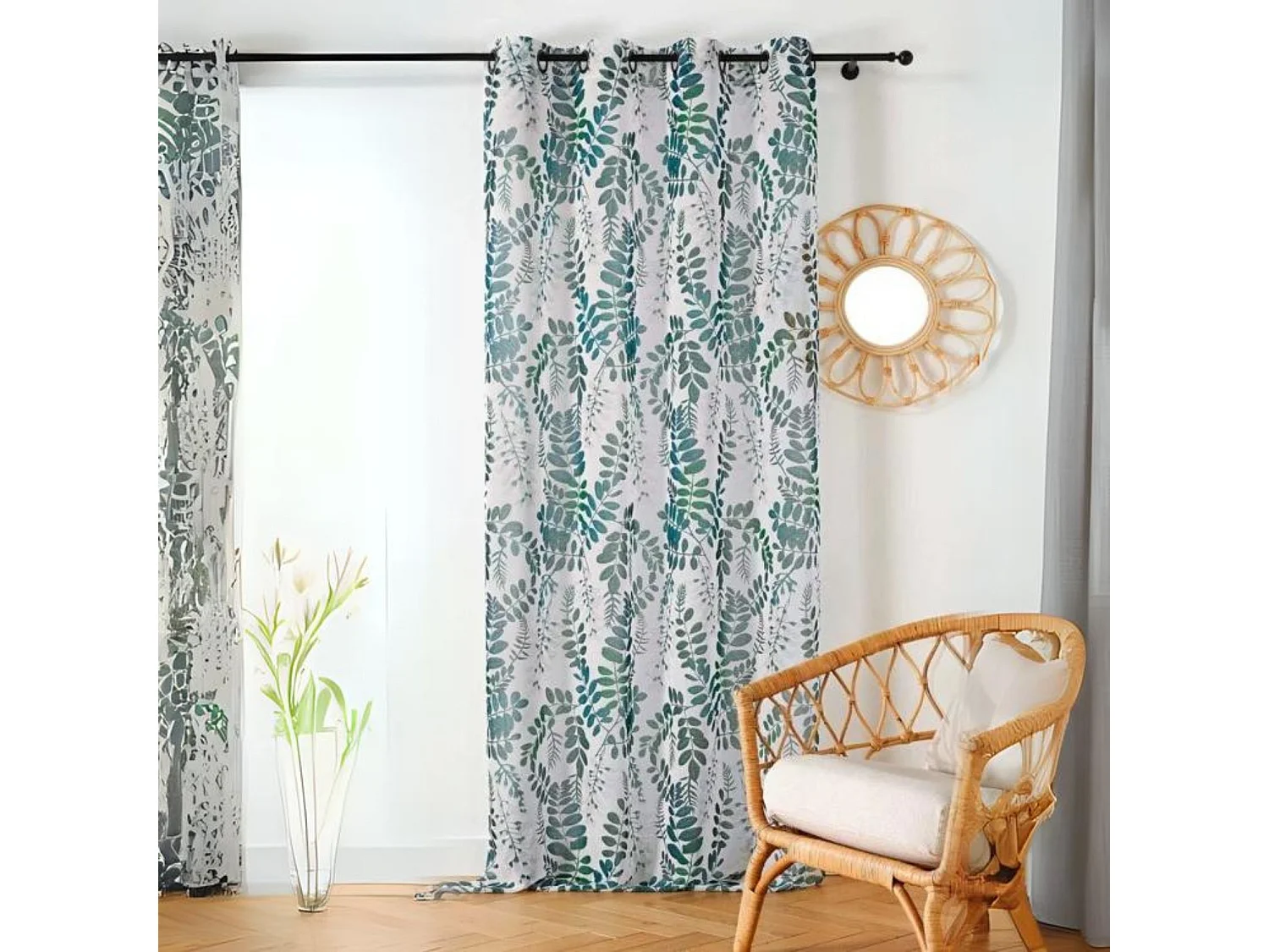 Voilage imprimé feuilles d'acacia