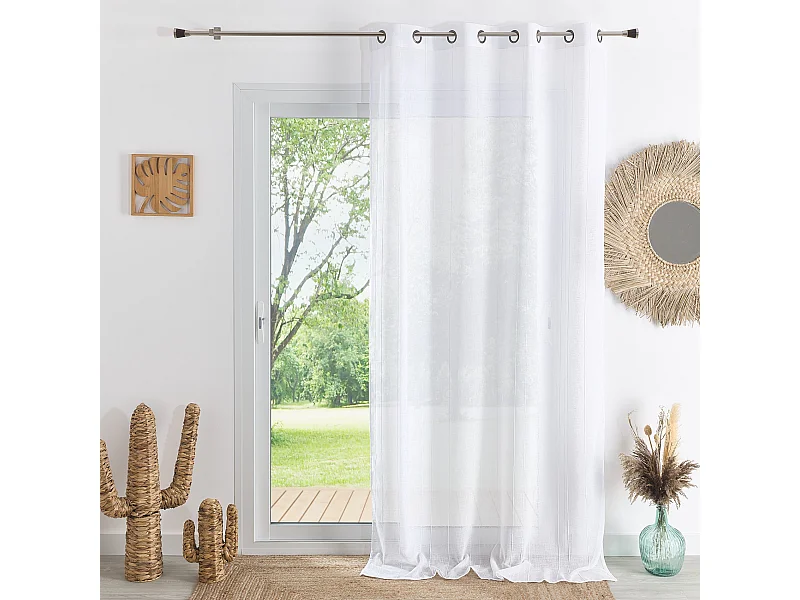 Voilage tamisant uni à fines rayures