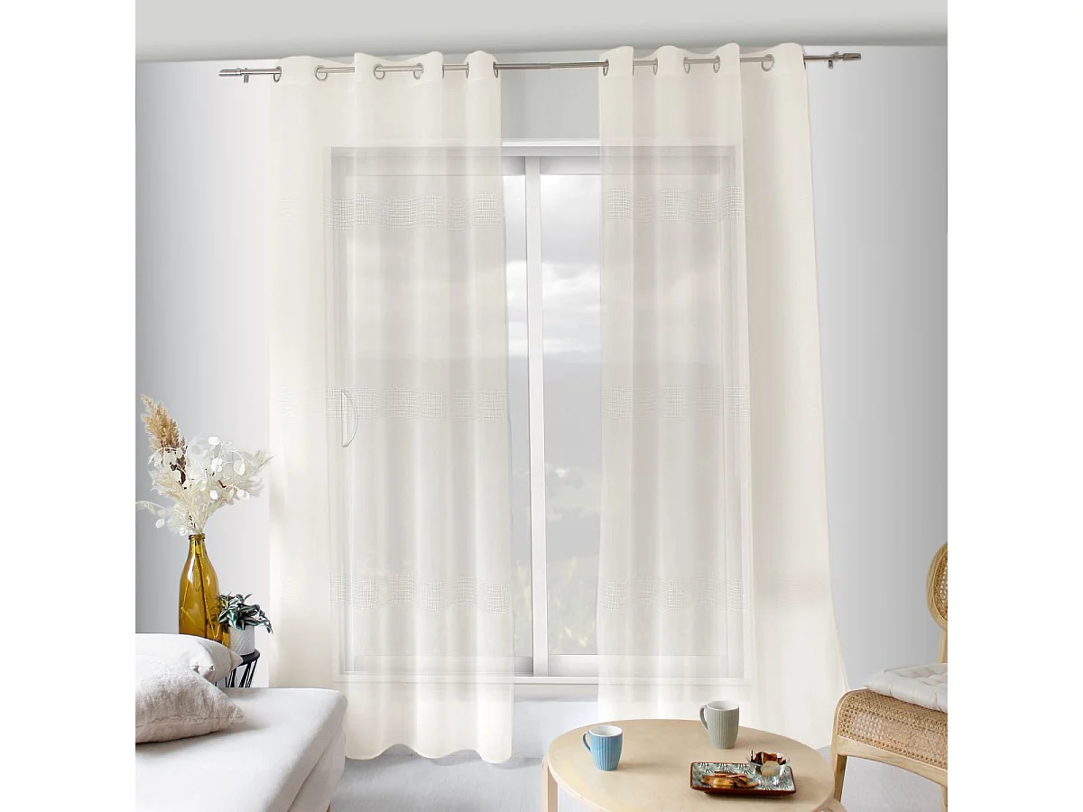 Rideau Voilage à Œillets "Mia" 140x240cm Ivoire