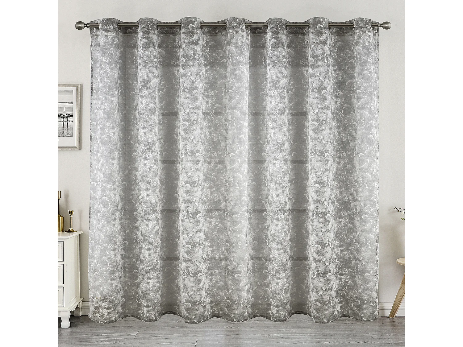 Voilage jacquard à oeillets élégance texturée