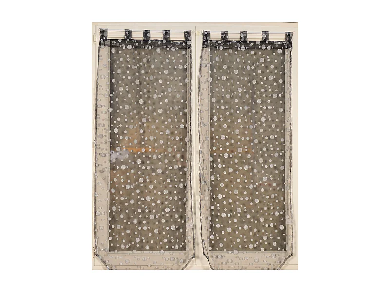 Paire de petits voilages à bulles argentées