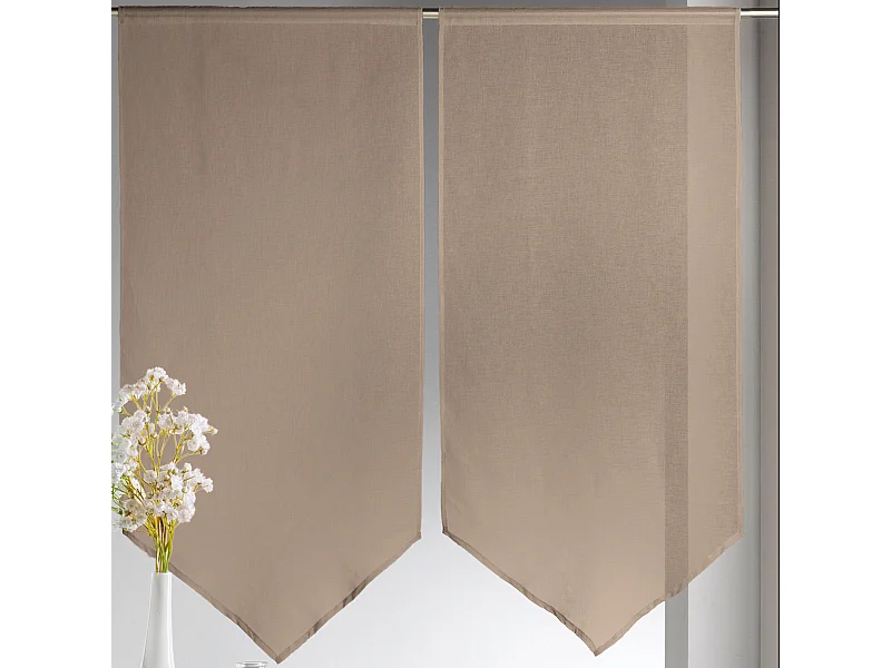 Paire de petits voilages Etamine bas en pointe