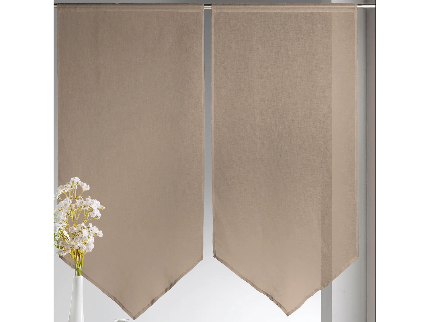 Paire de petits voilages Etamine bas en pointe