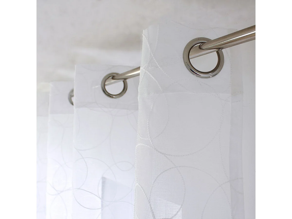 Rideau Voilage Brodé "Galet" 140x240cm Blanc