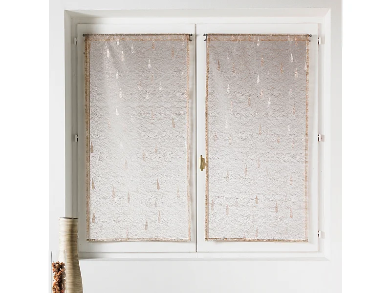 Paire de petits voilages Organza et Jacquard à motifs gouttes