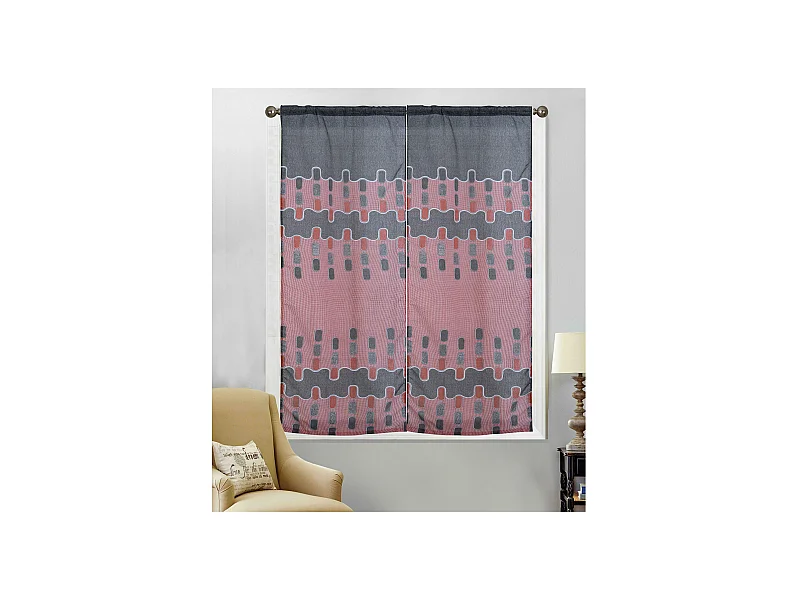 Paire de petits voilages au style géométrique