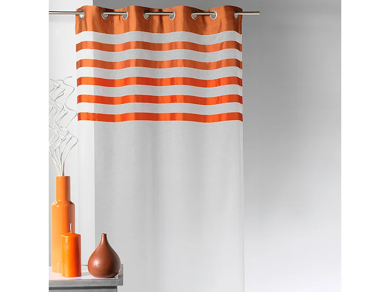 Voilage avec parement à rayures satinées et colorées