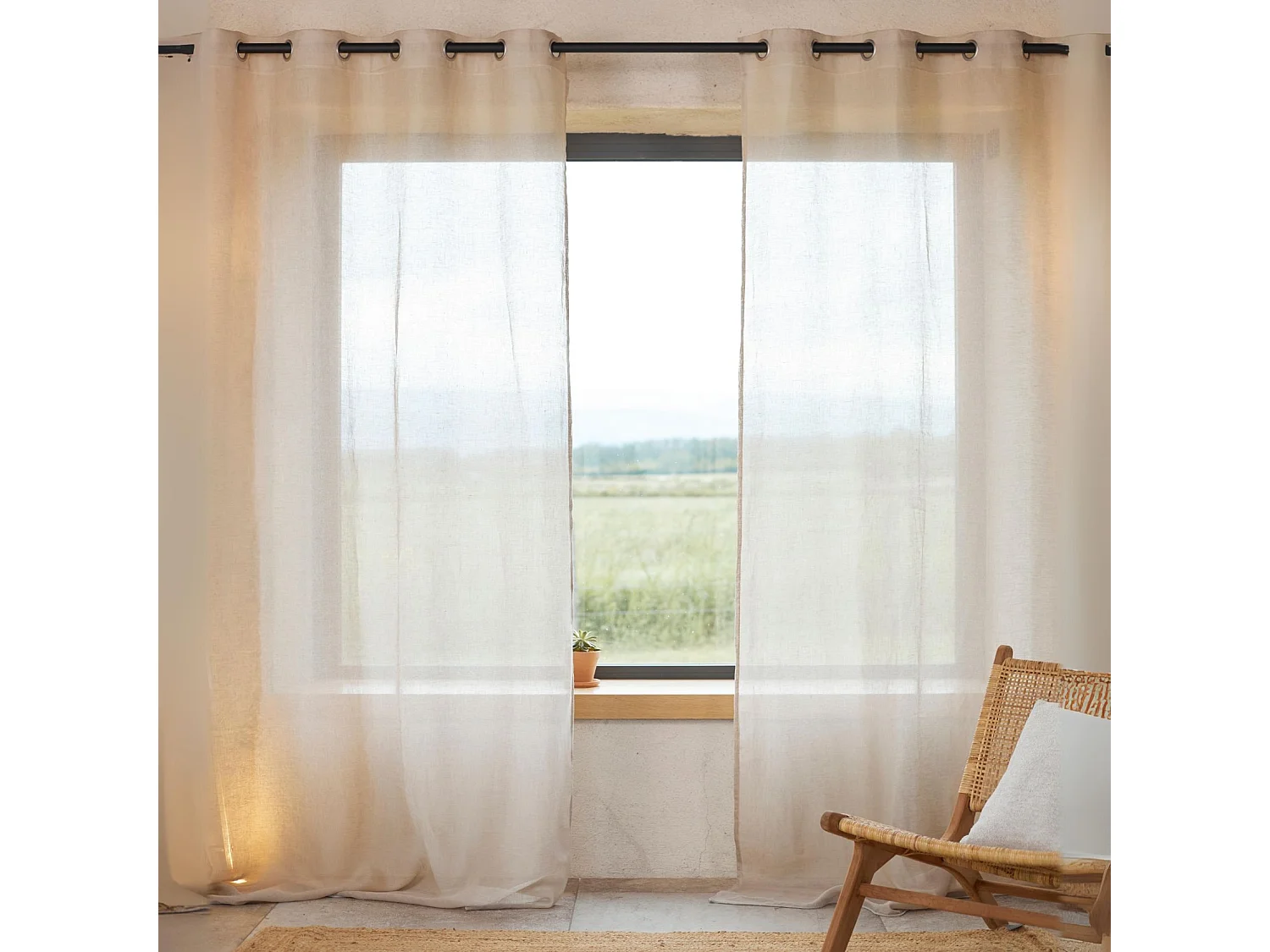 Cortina de lino 100% fluido