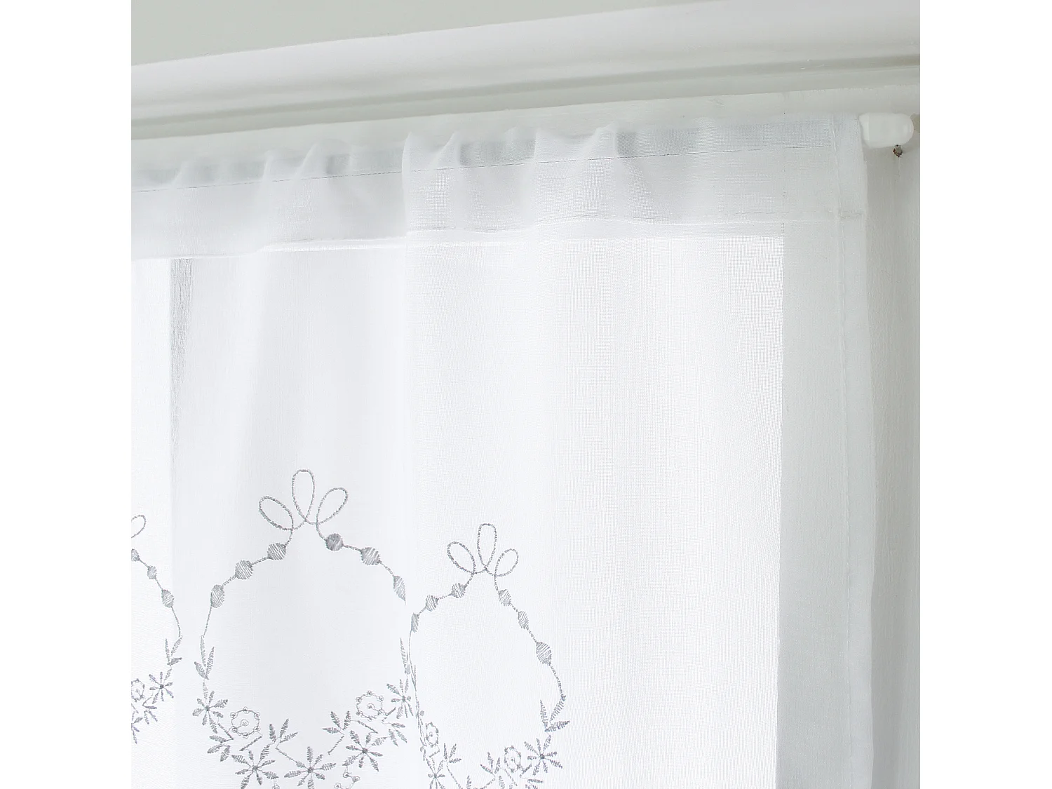 Paire de Voilages Brodés "Sara" 60x120cm Gris