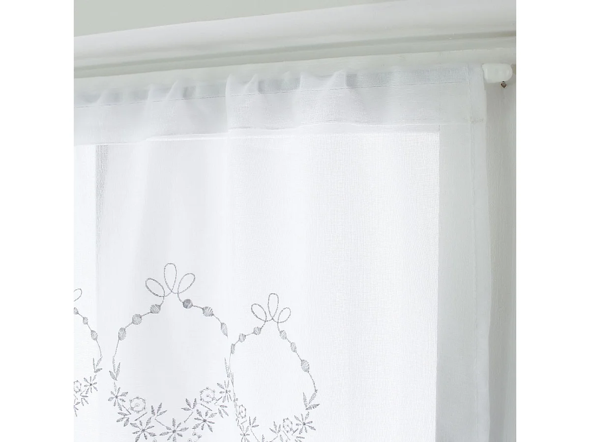 Paire de Voilages Brodés "Sara" 60x120cm Gris
