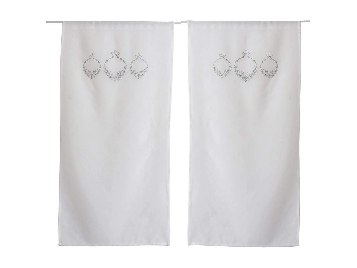 Paire de Voilages Brodés "Sara" 60x120cm Gris