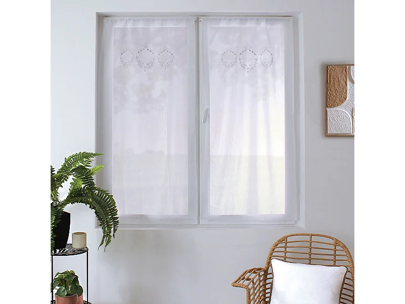Paire de Voilages Brodés "Sara" 60x120cm Gris