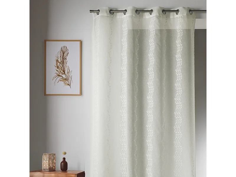 Visillo en Estameña bordado a Rayas Fantasía Verticales