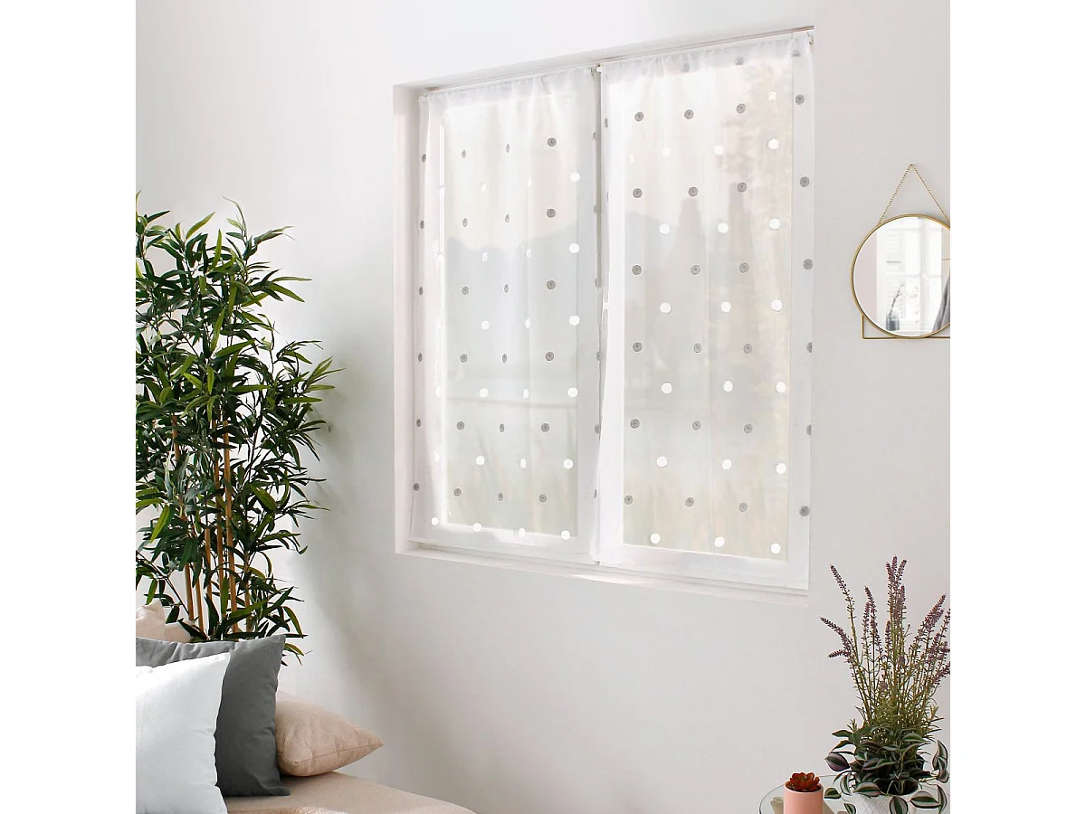 Paire de Voilages "Smarties" 60x120cm Blanc & Argent
