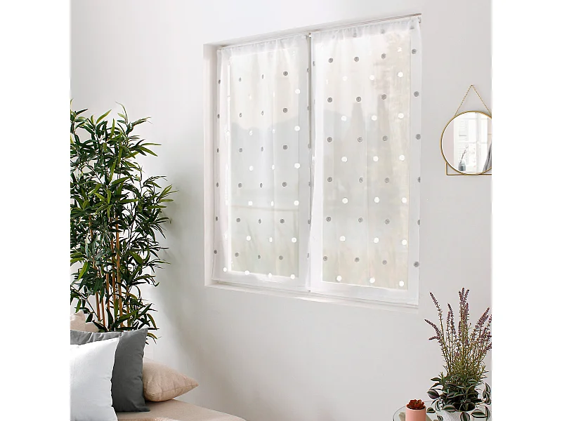 Paire de Voilages "Smarties" 60x120cm Blanc & Argent