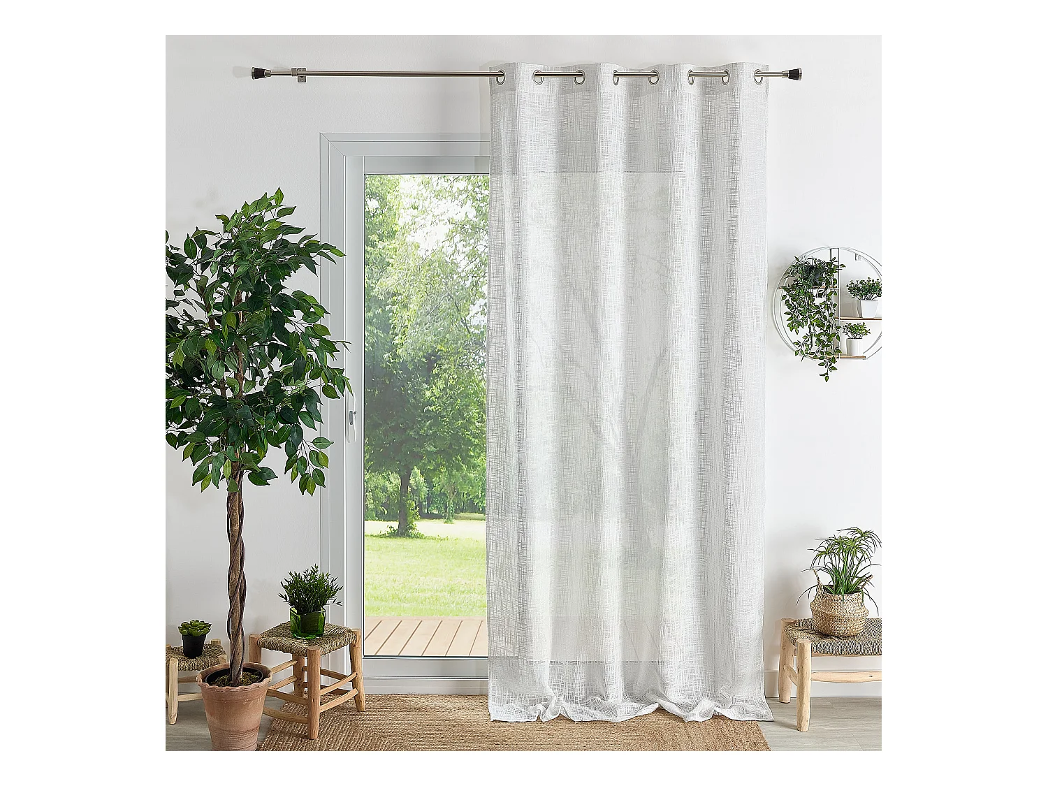 Visillo con ojales natural efecto lino