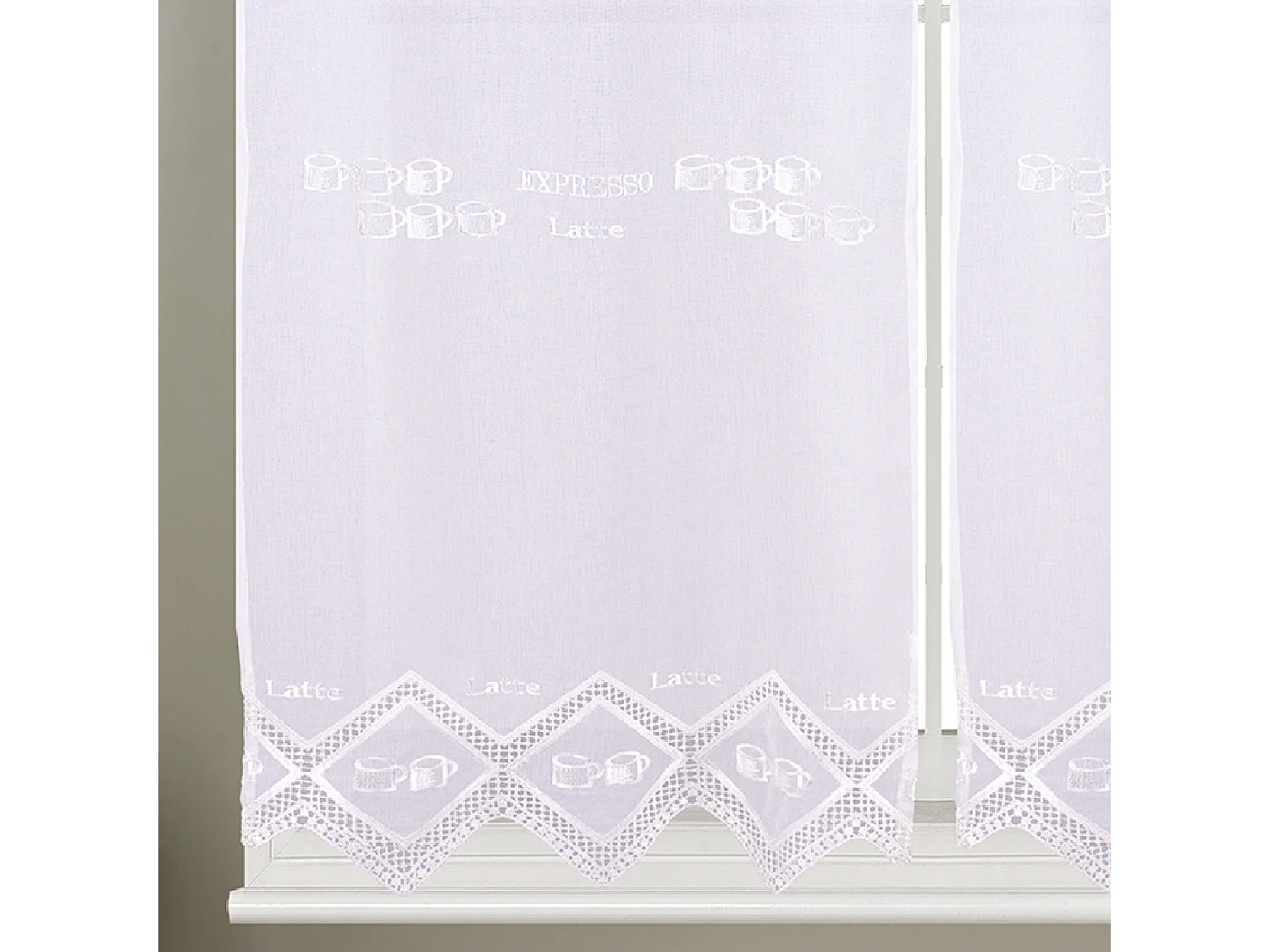 Par de Cortinas de Encaje con Motivo Café Latte para Cocina