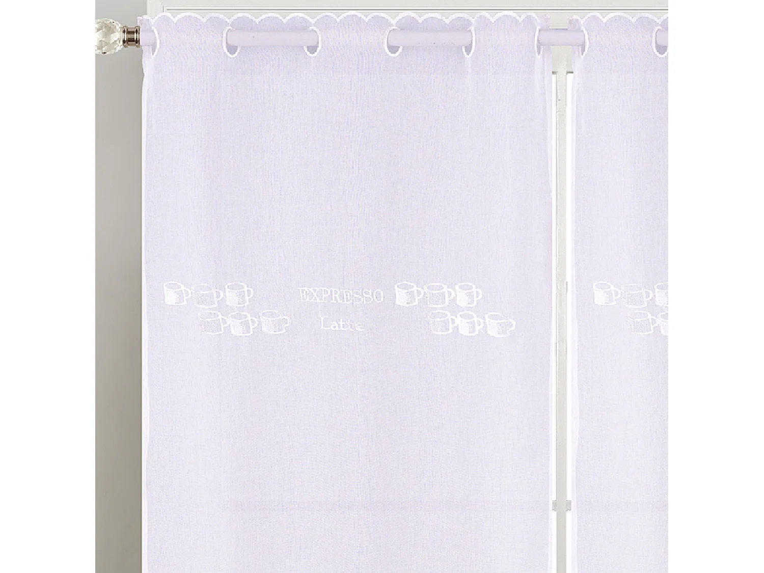 Par de Cortinas de Encaje con Motivo Café Latte para Cocina