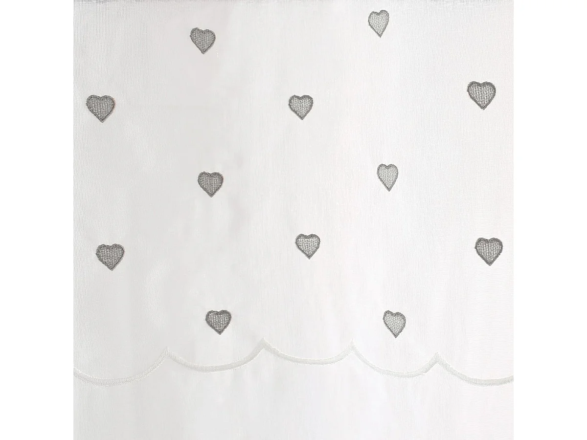 Rideau Voilage à Motif "Cœur" 140x240cm Gris