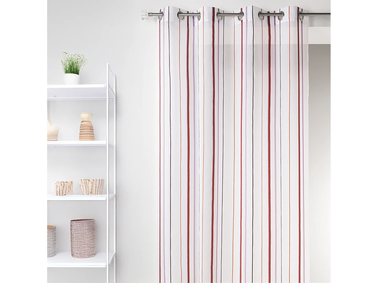 Voilage en Etamine avec Rayures Verticales