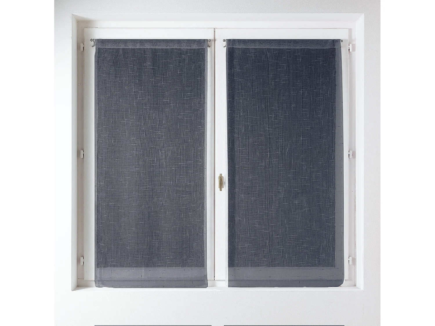 Par de visillos lisos en estameña fantasía