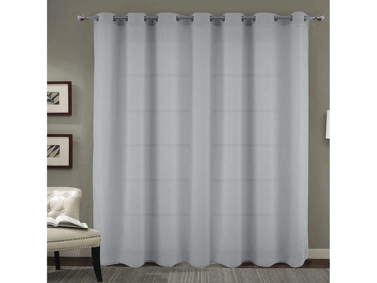 Voilage à oeillets tissé avec relief effet froissé