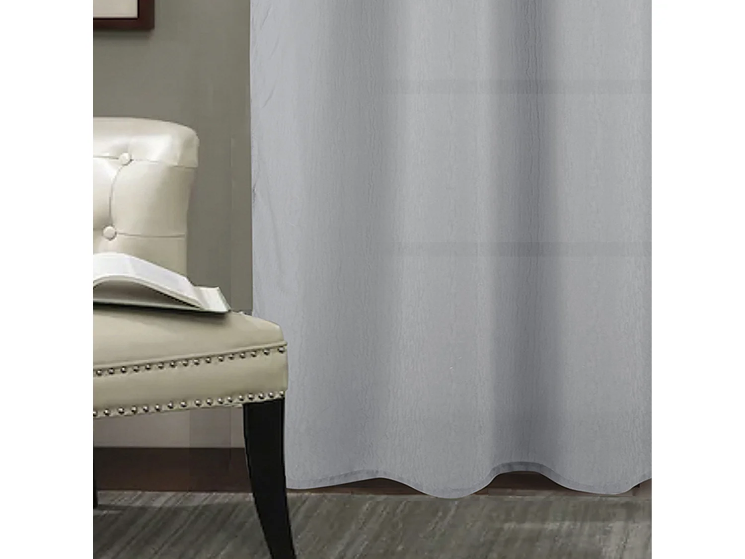 Voilage à oeillets tissé avec relief effet froissé