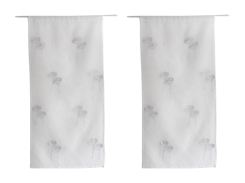 Paire de Voilages Brodés "Cosmos" 60x160cm Blanc