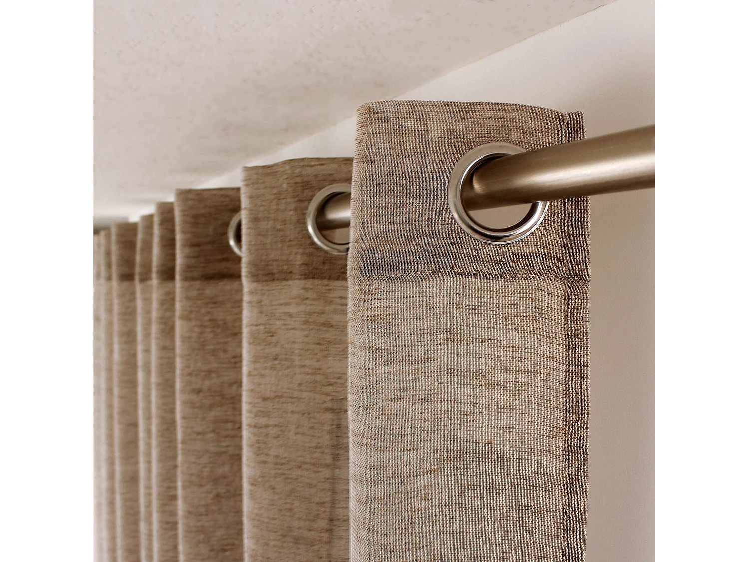 Rideau Voilage Effet Lin "Maya" 140x240cm Vison Foncé