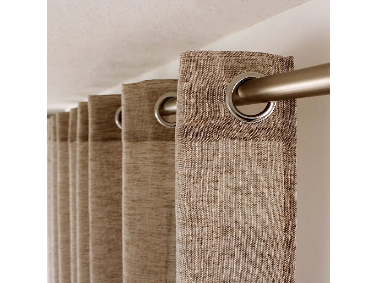 Rideau Voilage Effet Lin "Maya" 140x240cm Vison Foncé