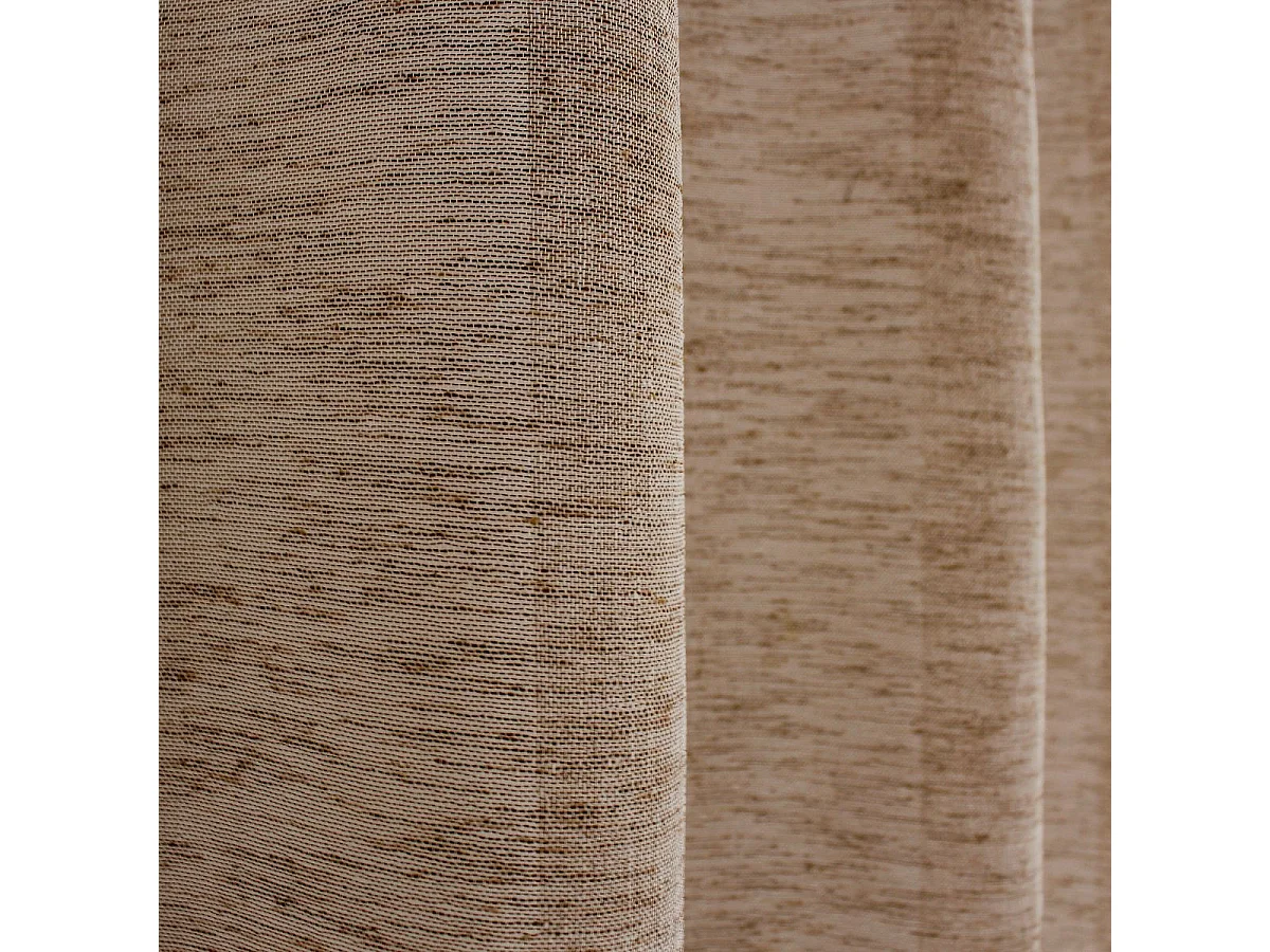 Rideau Voilage Effet Lin "Maya" 140x240cm Vison Foncé