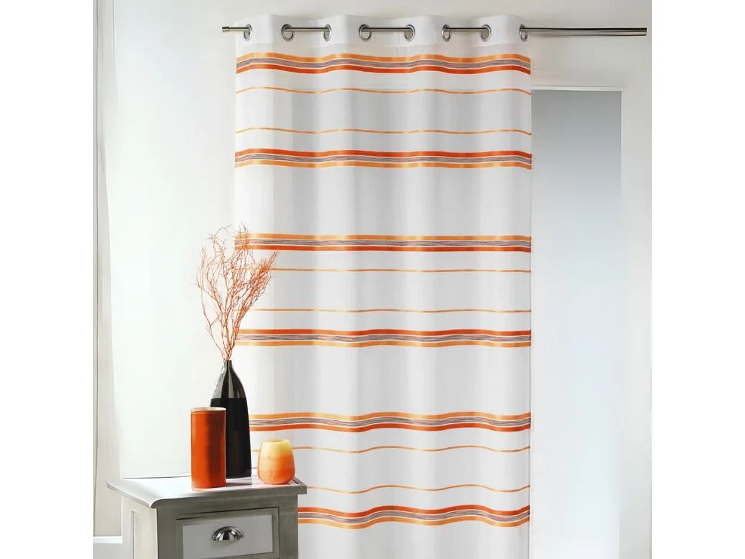 Voilage fantaisie tissé rayure horizontale