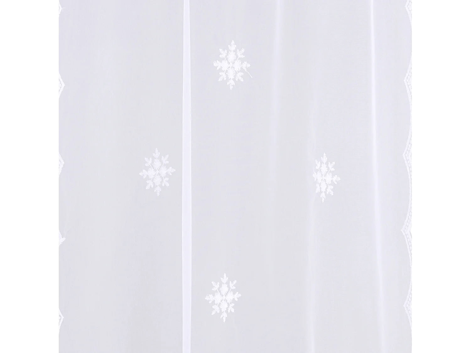 Par de cortinas blancas con motivo de copos de nieve