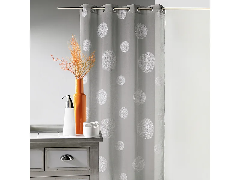 Voilage en Etamine Brodé ronds fils lurex brillants