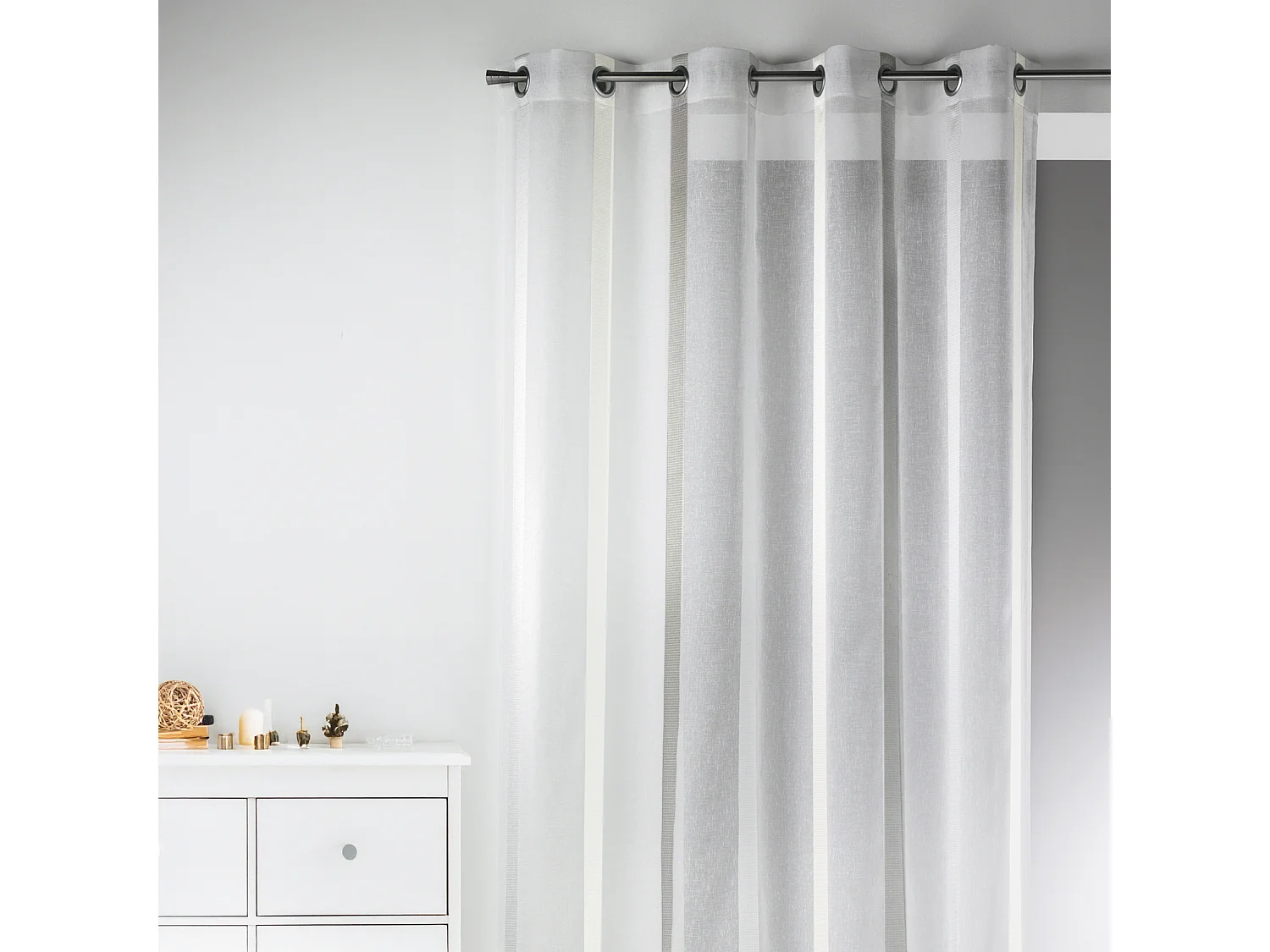 Voilage en Etamine à Rayures Verticales Larges