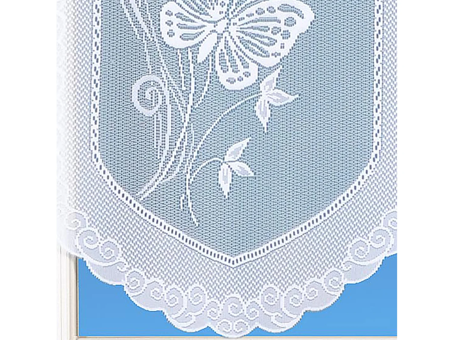 Paire de petits voilages en dentelle motifs papillons