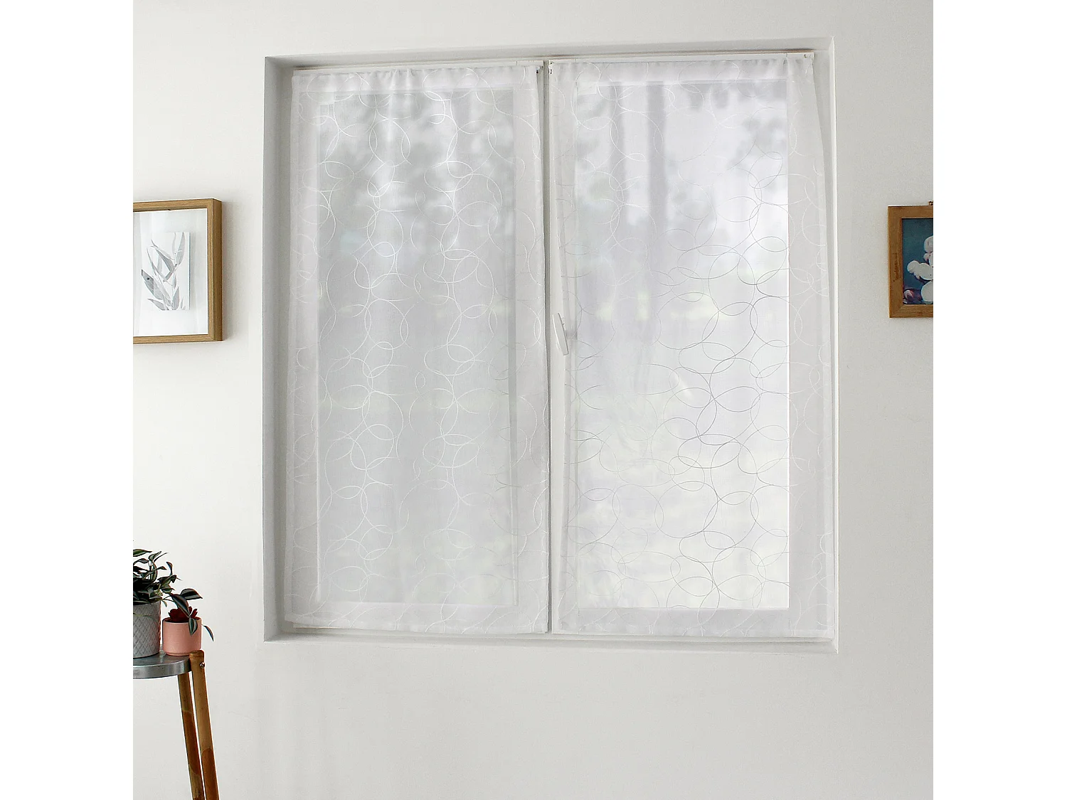 Paire de Voilages Bordés "Galet" 60x120cm Blanc