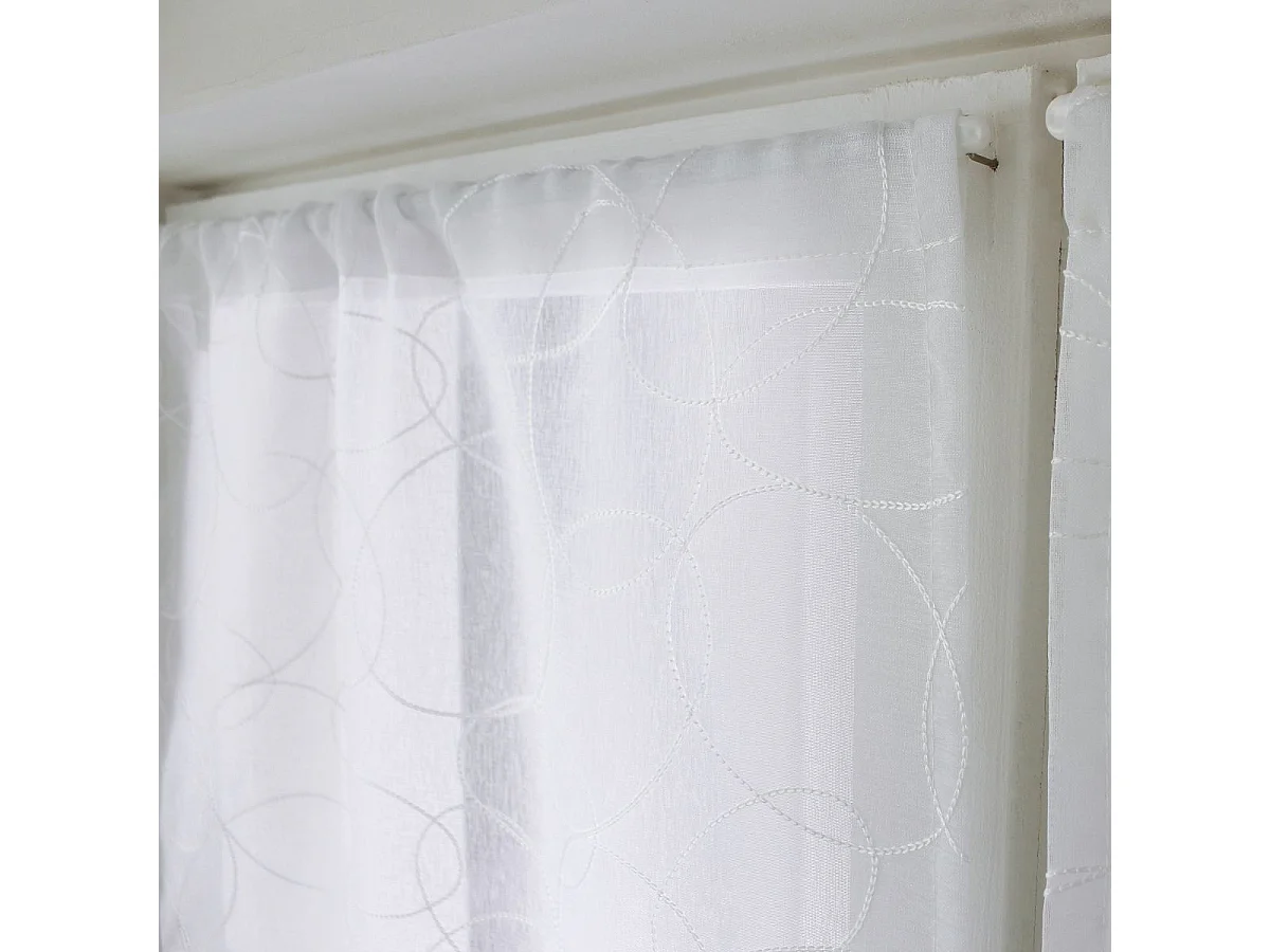 Paire de Voilages Bordés "Galet" 60x120cm Blanc