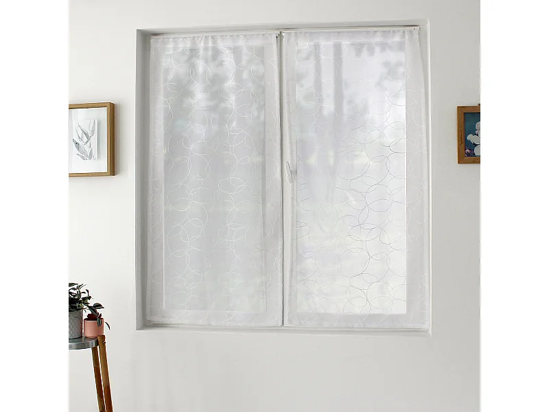 Paire de Voilages Bordés "Galet" 60x120cm Blanc