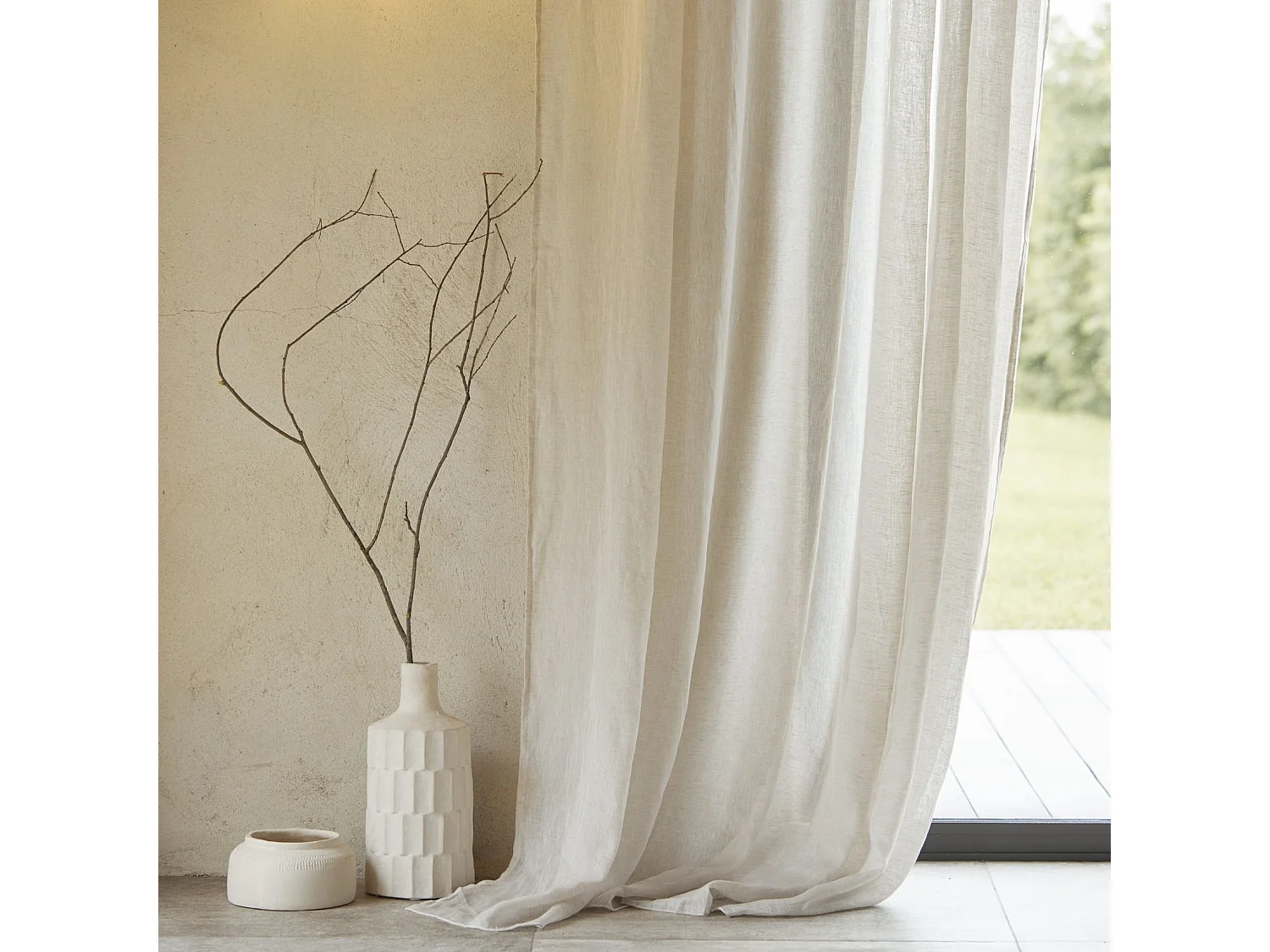 Cortina de lino 100% fluido