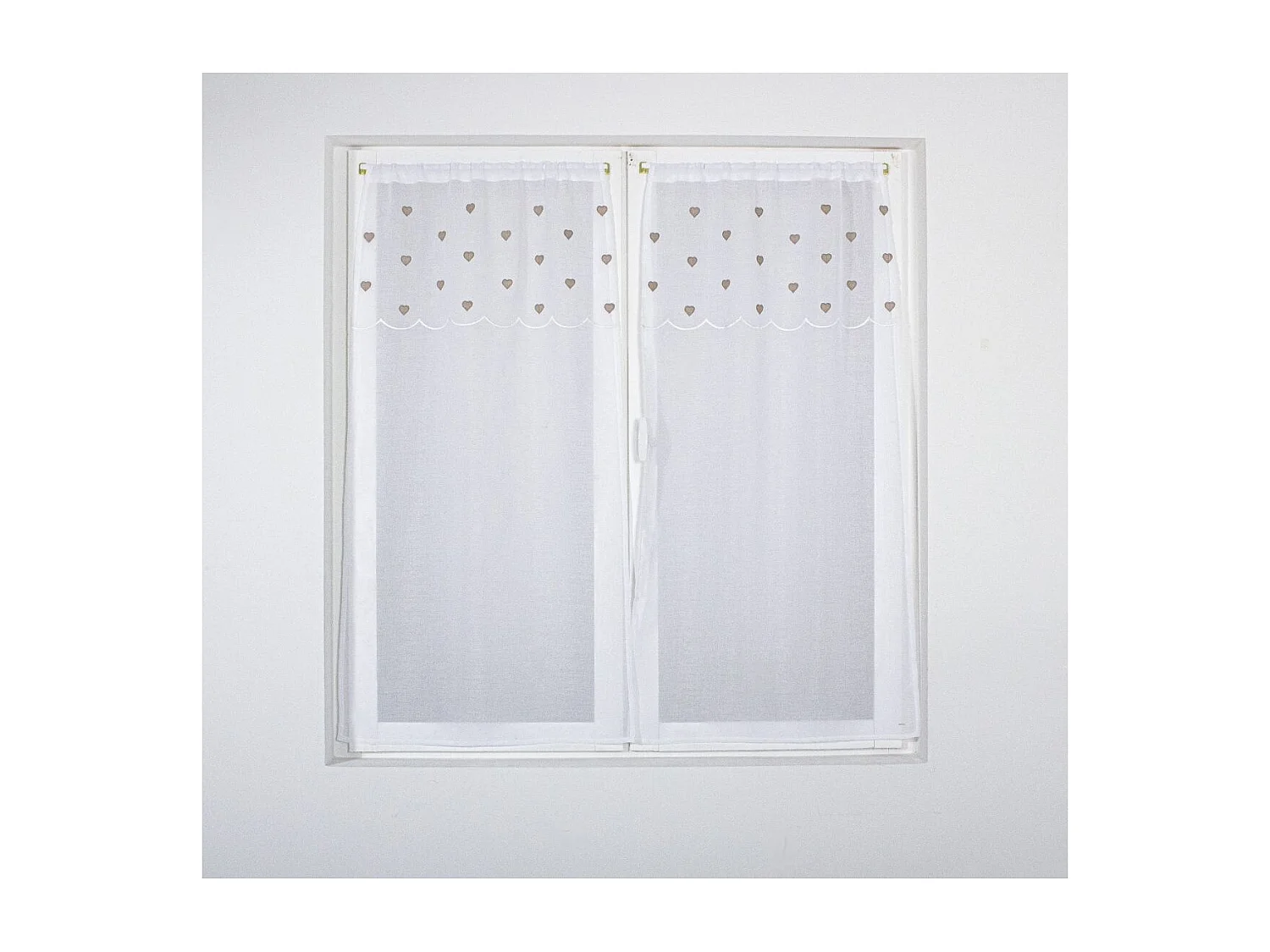 Paire de Voilages à Motif "Cœur" 60x160cm Beige