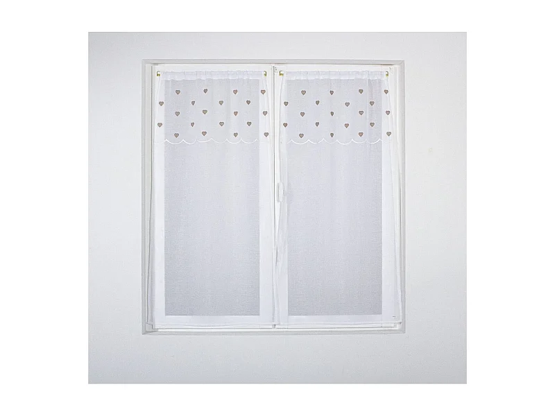 Paire de Voilages à Motif "Cœur" 60x160cm Beige